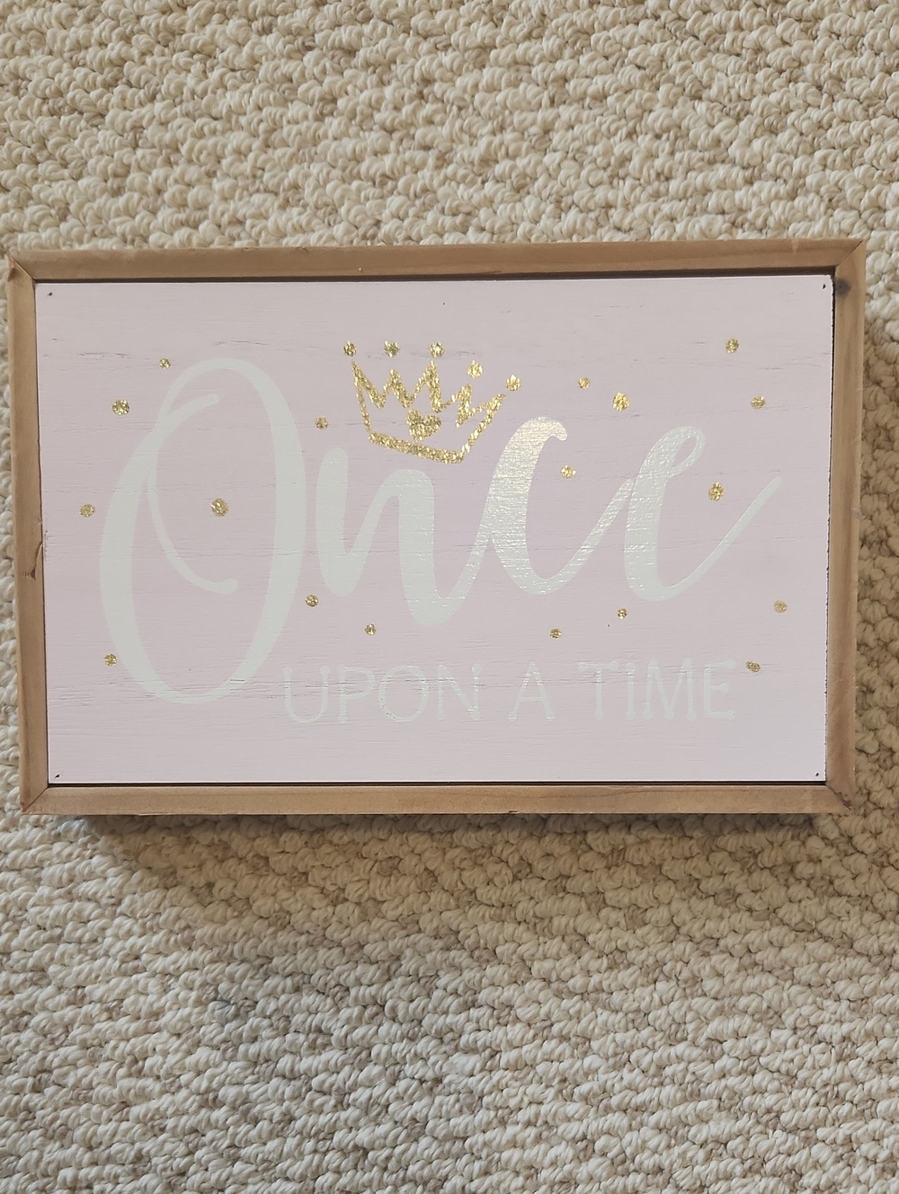 Pink "Once Upon A Time" Wall Sign with Gold Accents